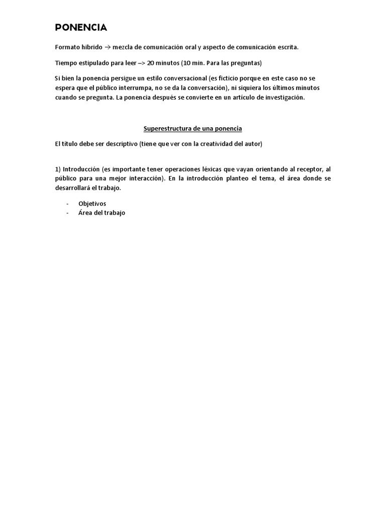 Estructura y Estilo de Ponencias Híbridas | PDF | Artes del Lenguaje y ...
