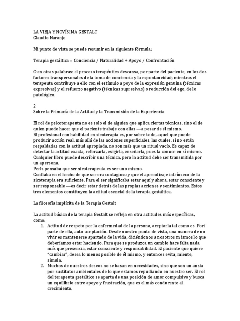 Terapia Gestalt: Conciencia y Naturalidad | PDF | Terapia Gestalt ...