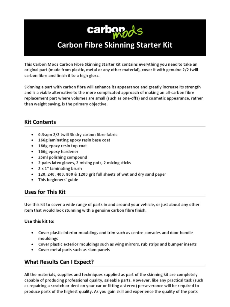 Carbon Fibre Skinning Starter Kit PDF Abrasive Textiles