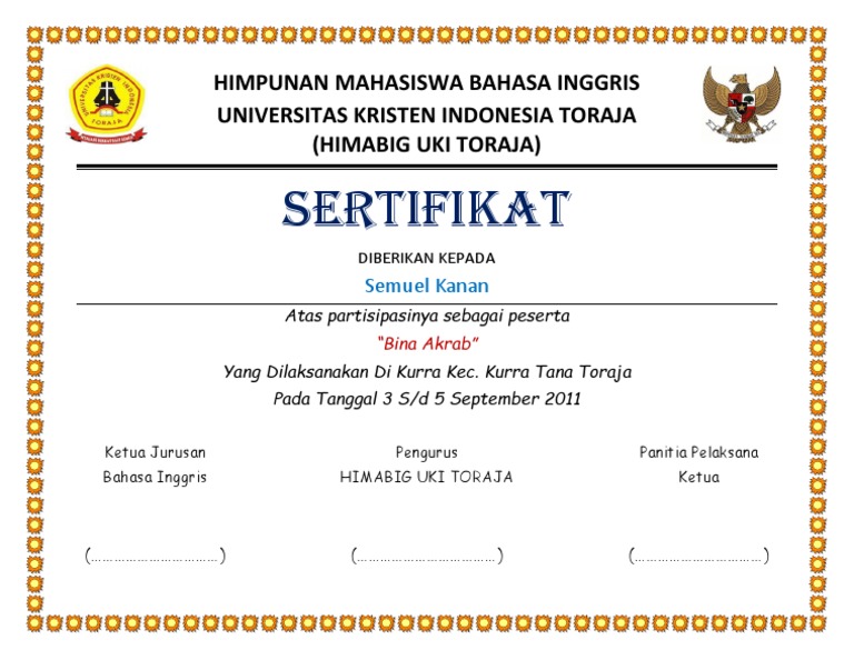 Ketua Pelaksana Dalam Bahasa Inggris Belajar