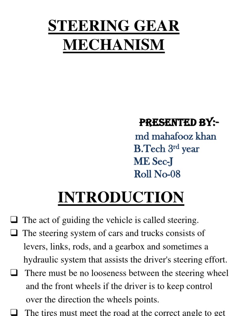 Steering Gear Mechanism Overview | PDF | Steering | Axle