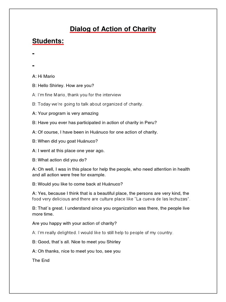 Student Charity Dialogue | PDF
