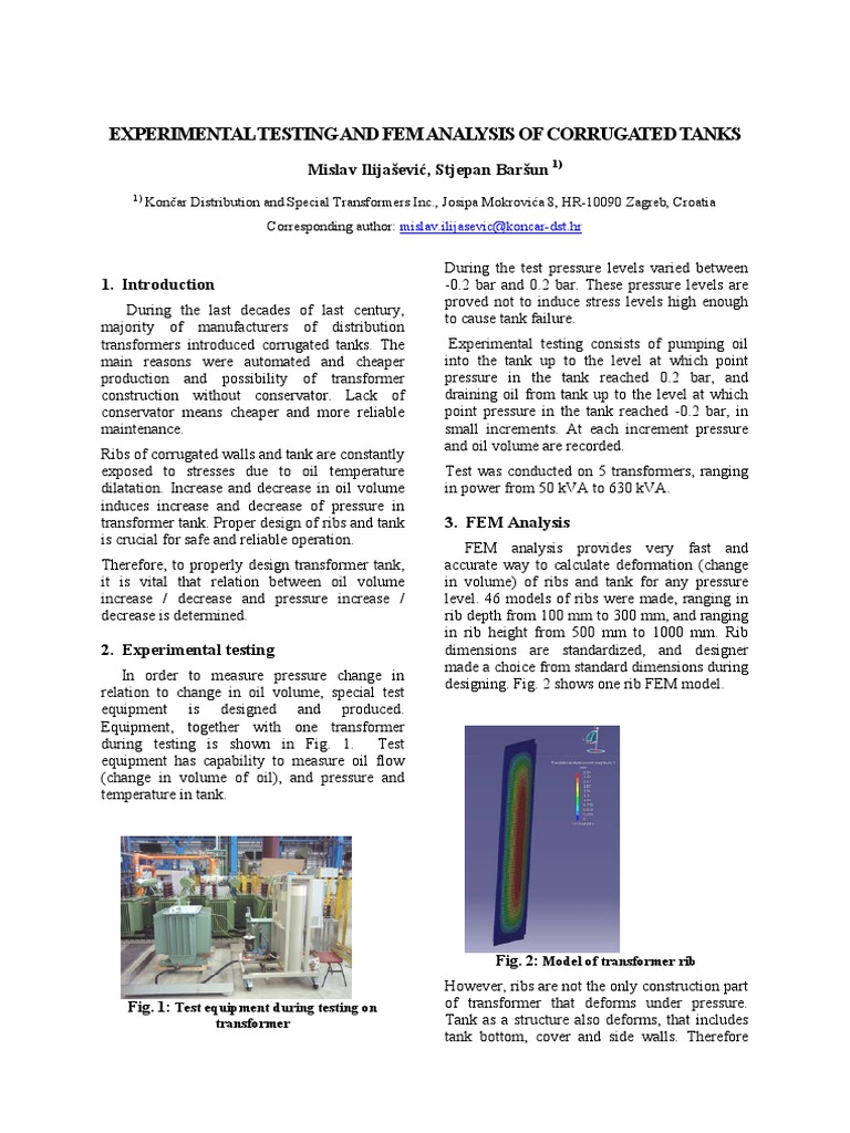 Corrugated Tank Pressure Testing Analysis | PDF | Transformer | Fatigue ...