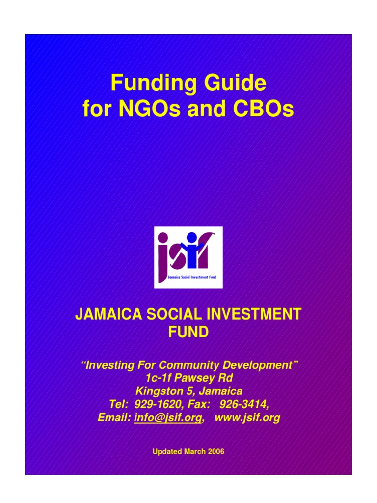 JSIF Funding Guide for NGOs & CBOs_0 Non Governmental Organization