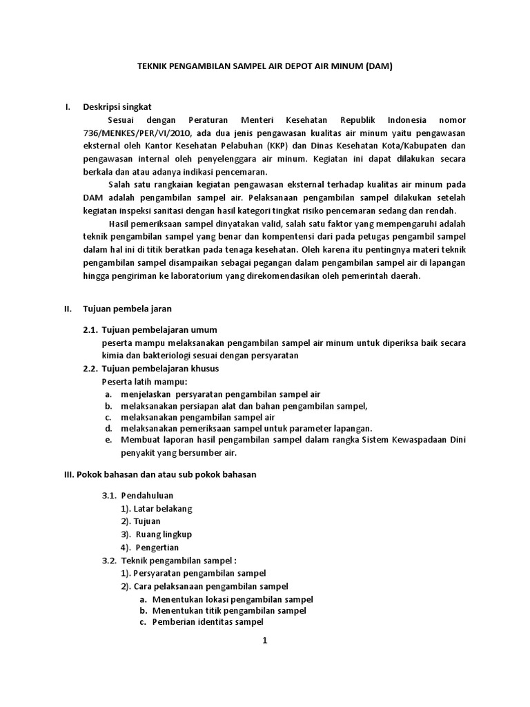 7 Teknik Pengambilan Sampel Air Dam