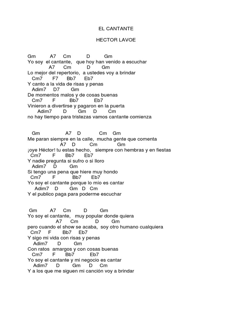 El Cantante - Hector Lavoe | PDF