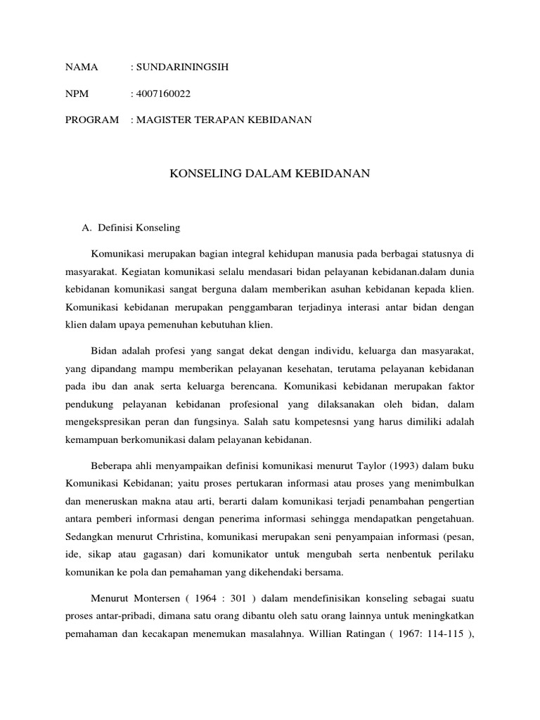 Konseling Dalam Kebidanan