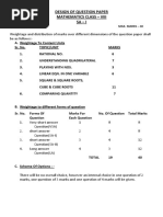 Design of Question Paper Mathematics Class - Viii Sa - I: TIME: - 2 Hr. Max. Marks - 40