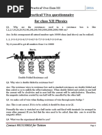 Class XII Physics Practical VIVA