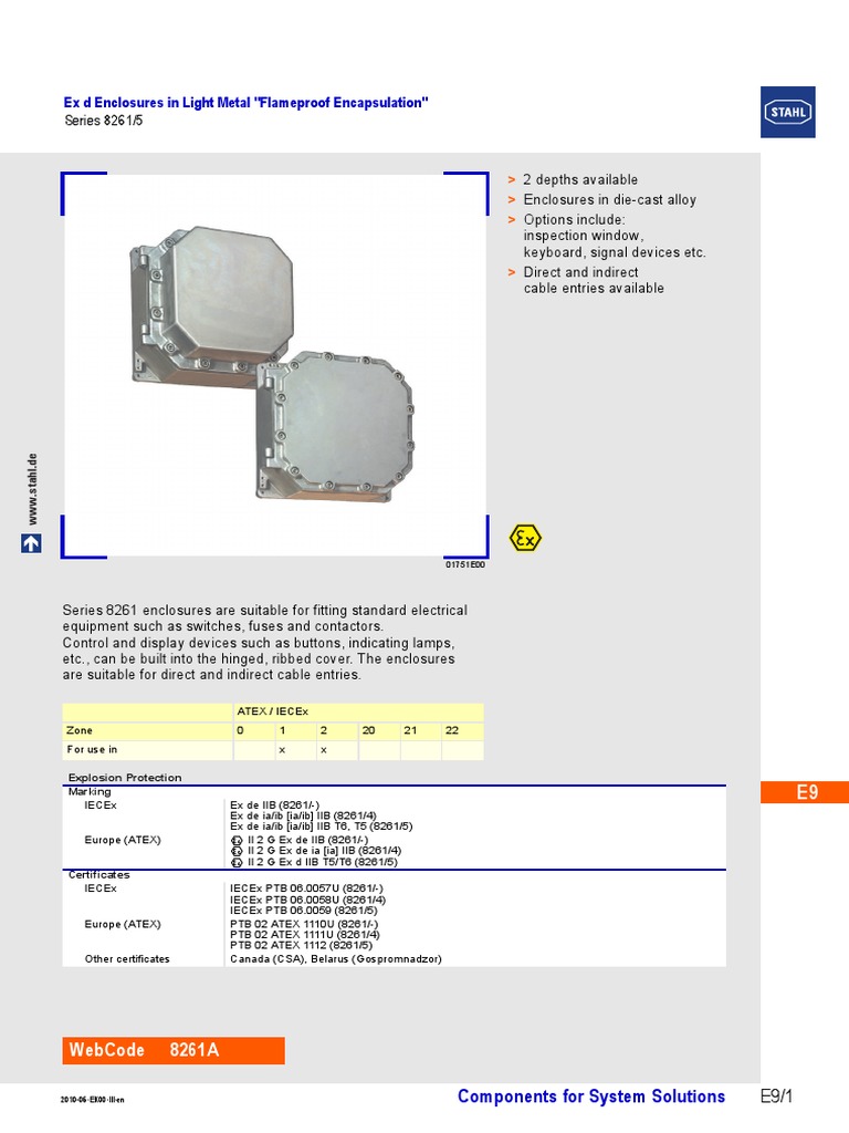 Flameproof Enclosures Series 8261/5 | PDF | Electrical Engineering ...