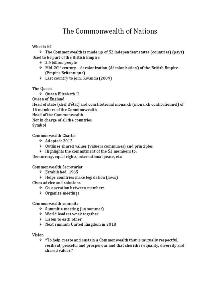 Aims and Objectives of the Commonwealth | PDF | Finance & Money ...