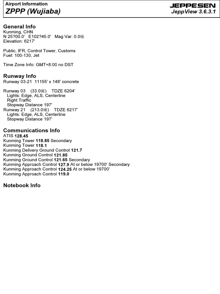 Kunming Airport ZPPP Information | PDF | Air Traffic Control | Runway
