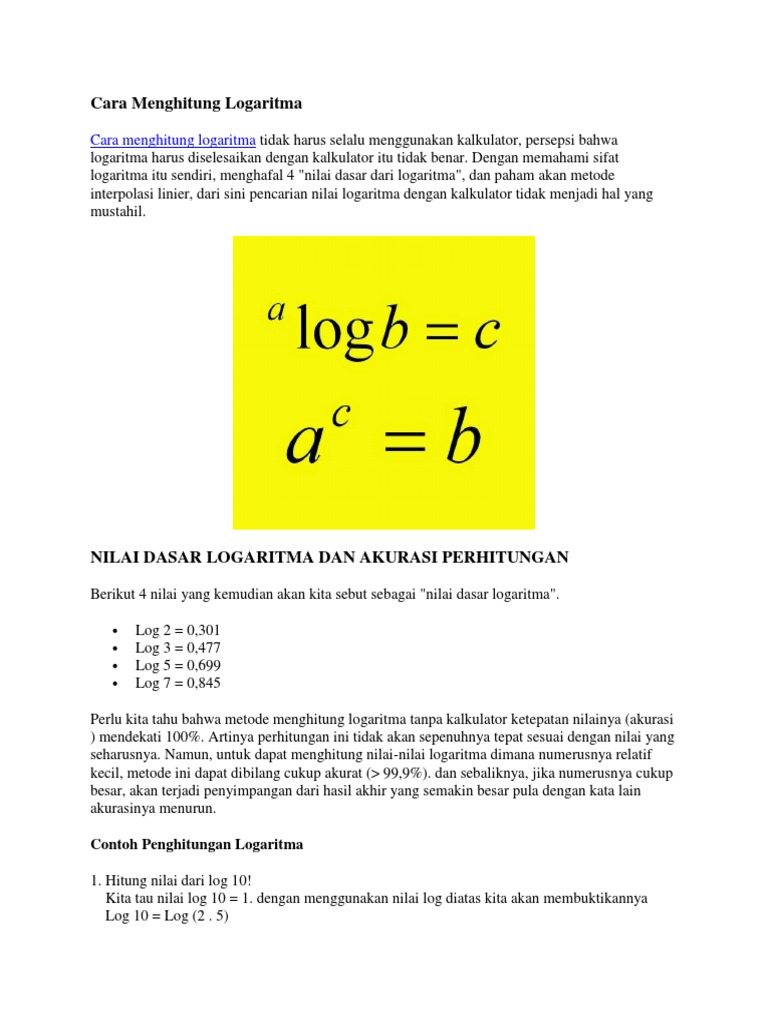 Cara Menghitung Logaritma  PDF