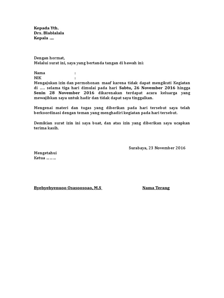 Contoh Surat Family Gathering Sekolah - Gudang Surat