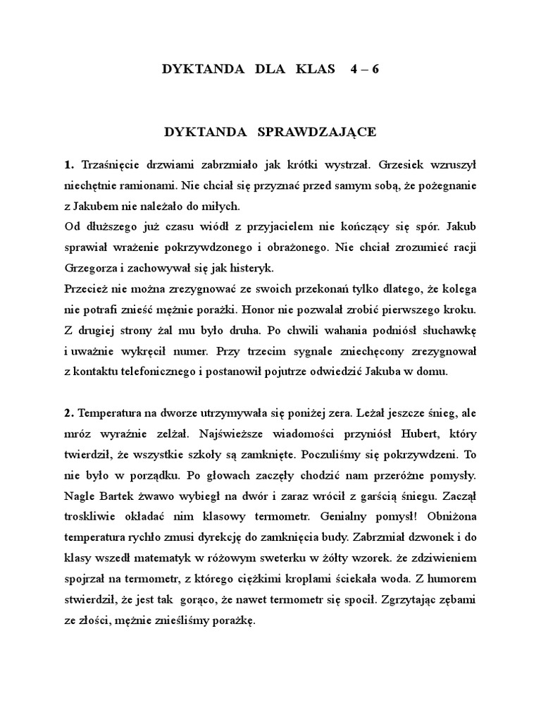 Dyktando Klasa 4 Rz I ż Pdf