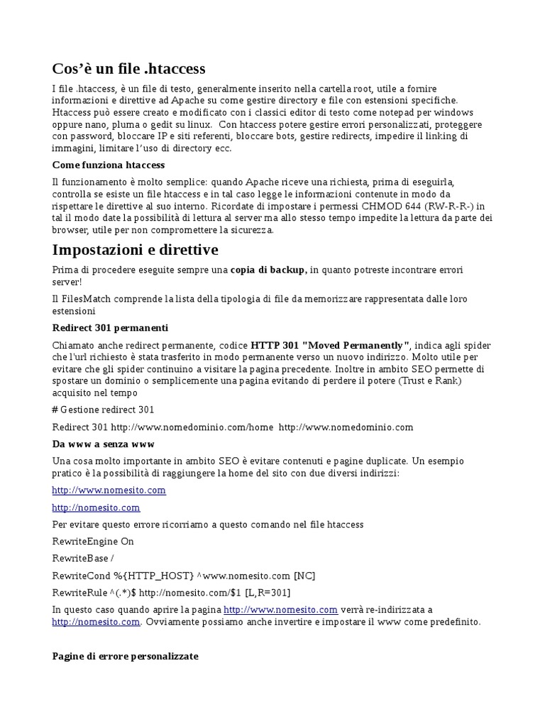 Guida Htaccess | PDF