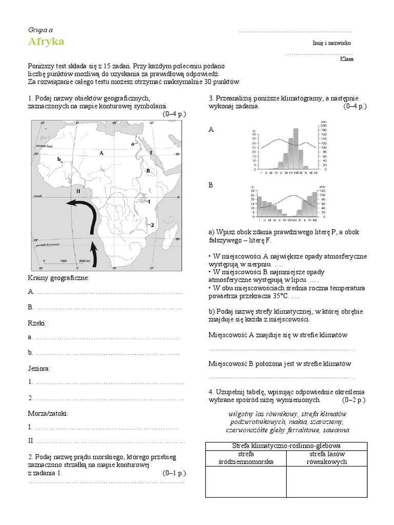 Test Geografia Afryka Klasa 8 Sprawdzian Z Geografii Afryka Klasa 8 Pdf Sprawdzian Klasa 8 Geografia