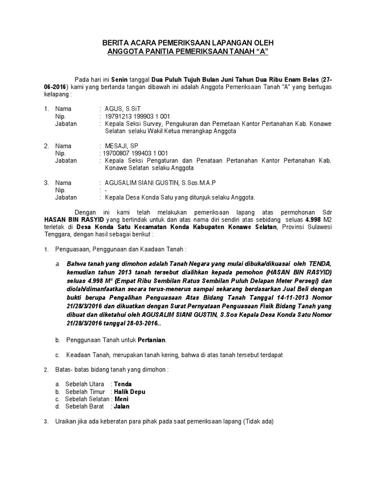 Contoh Berita Acara Pemeriksaan Lapangan Gue Viral