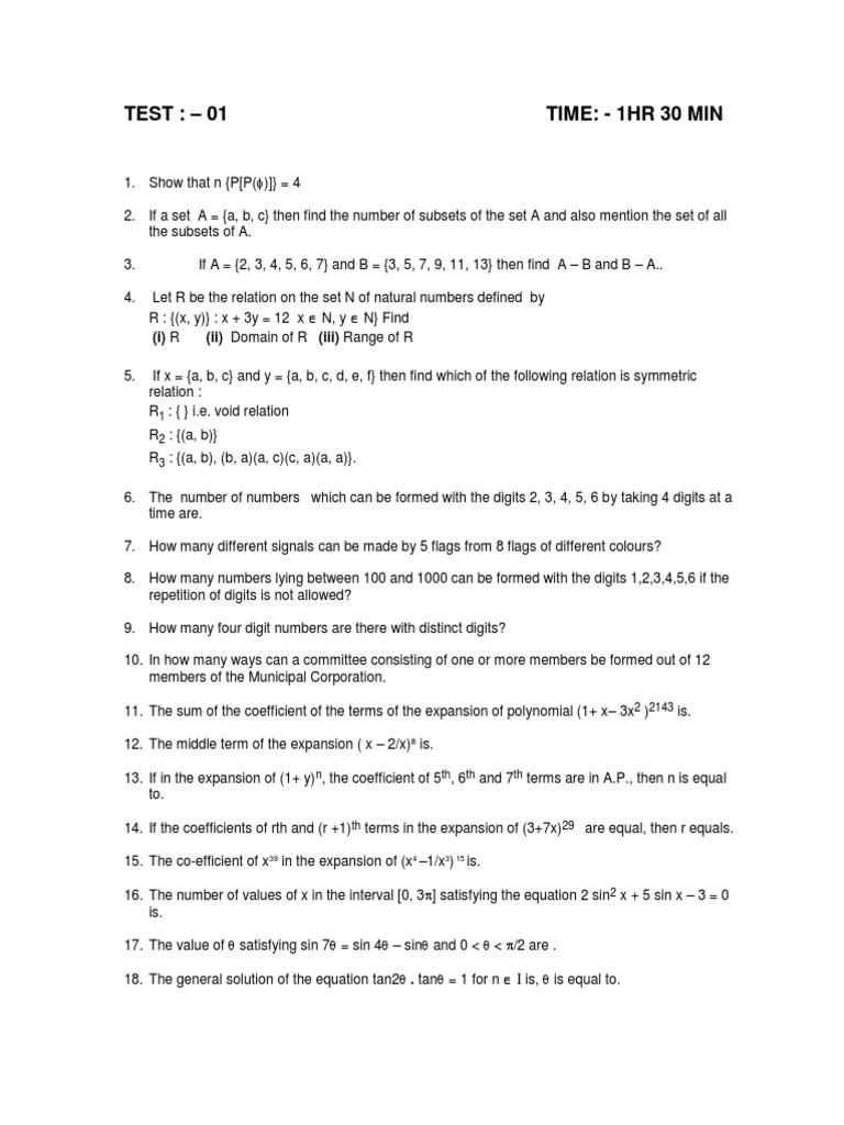 Test: - 01 Time: - 1Hr 30 Min | PDF | Language Arts & Discipline ...