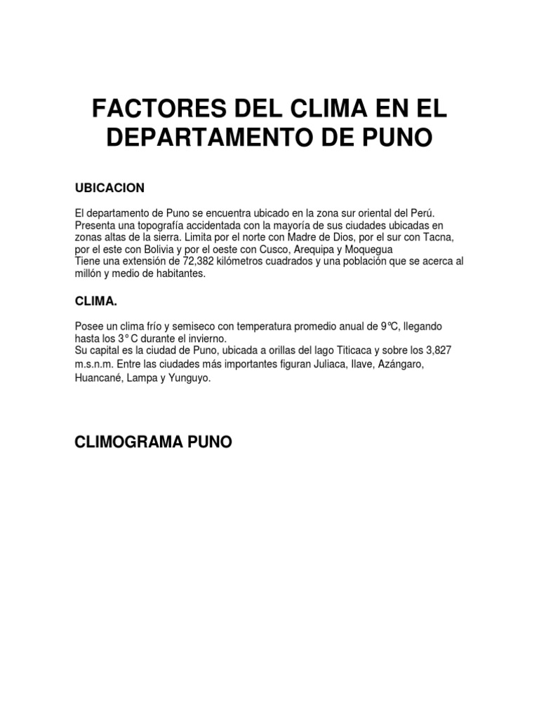 Clima y Vegetación en Puno, Perú | PDF | Fenómenos científicos ...