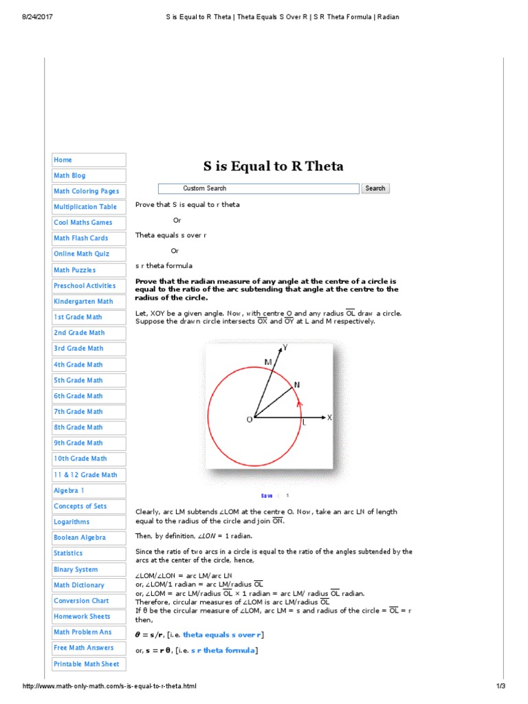 S Is Equal To R Theta - Theta Equals S Over R - S R Theta Formula ...