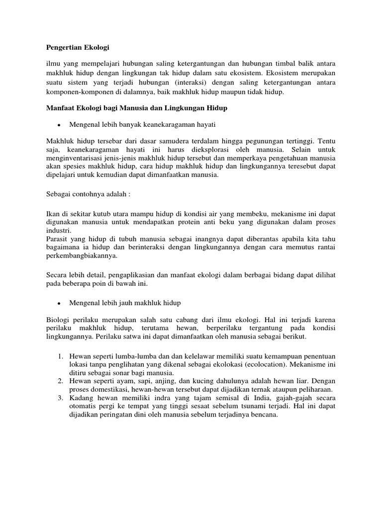 Definisi Ekologi Alam Sekitar - Quintindsx