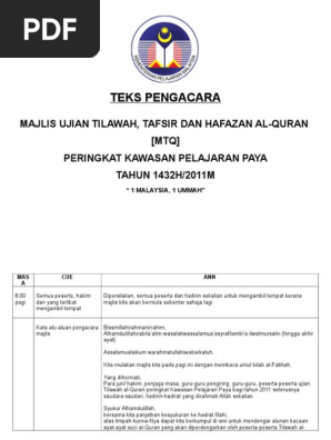 Contoh Surat Untuk Le Majlis Tadarus Al Quran Peringkat Kawasan