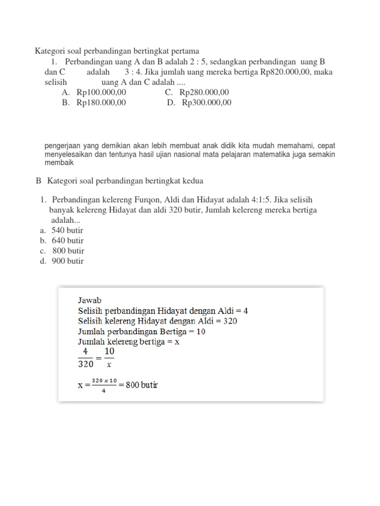 Kumpulan Soal Perbandingan Bertingkat Matematika Smp Kelas 9doc