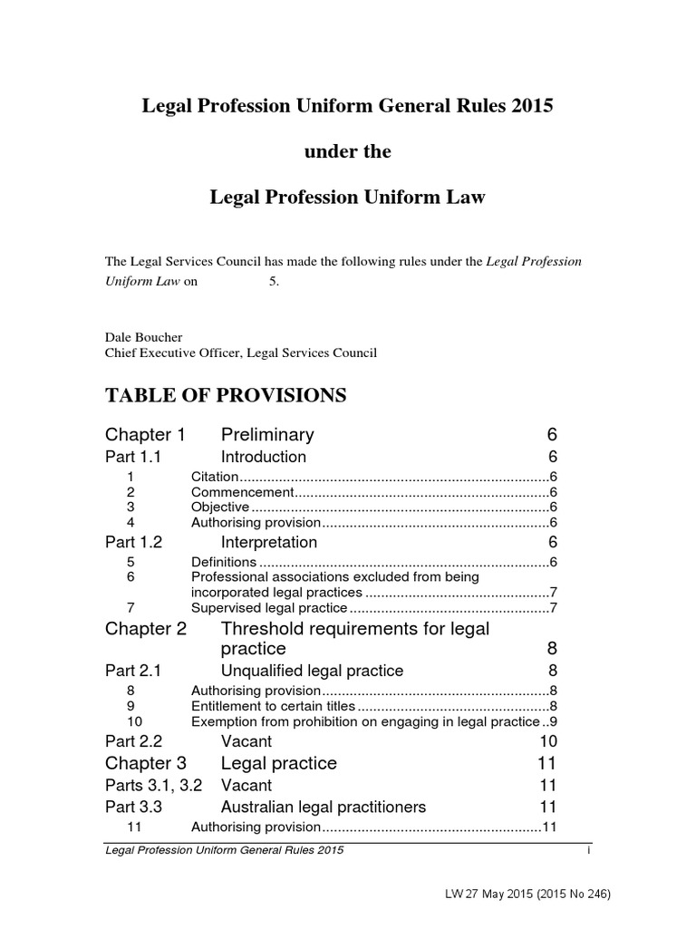 Legal Profession Uniform General Rules 2015 PDF Solicitor Queen's