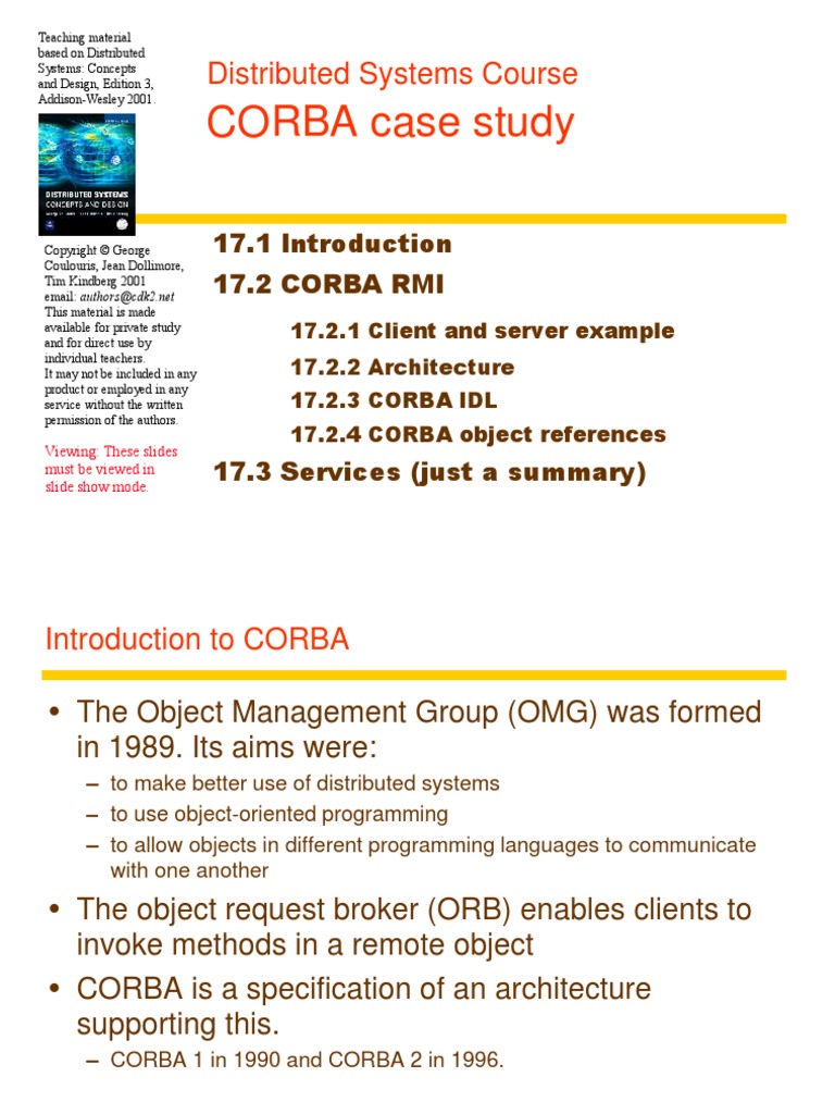 CORBA Case Study: Distributed Systems Course | PDF | Common Object ...