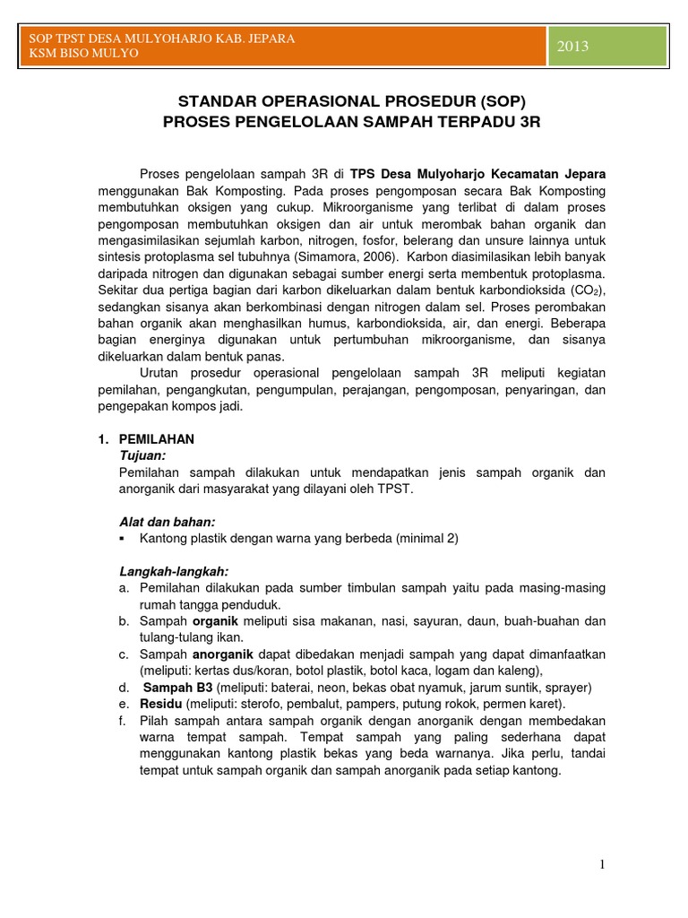 Sop TPS 3R | PDF