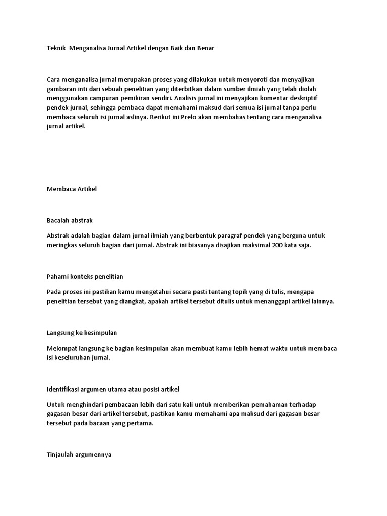 Teknik Menganalisa Jurnal Pdf