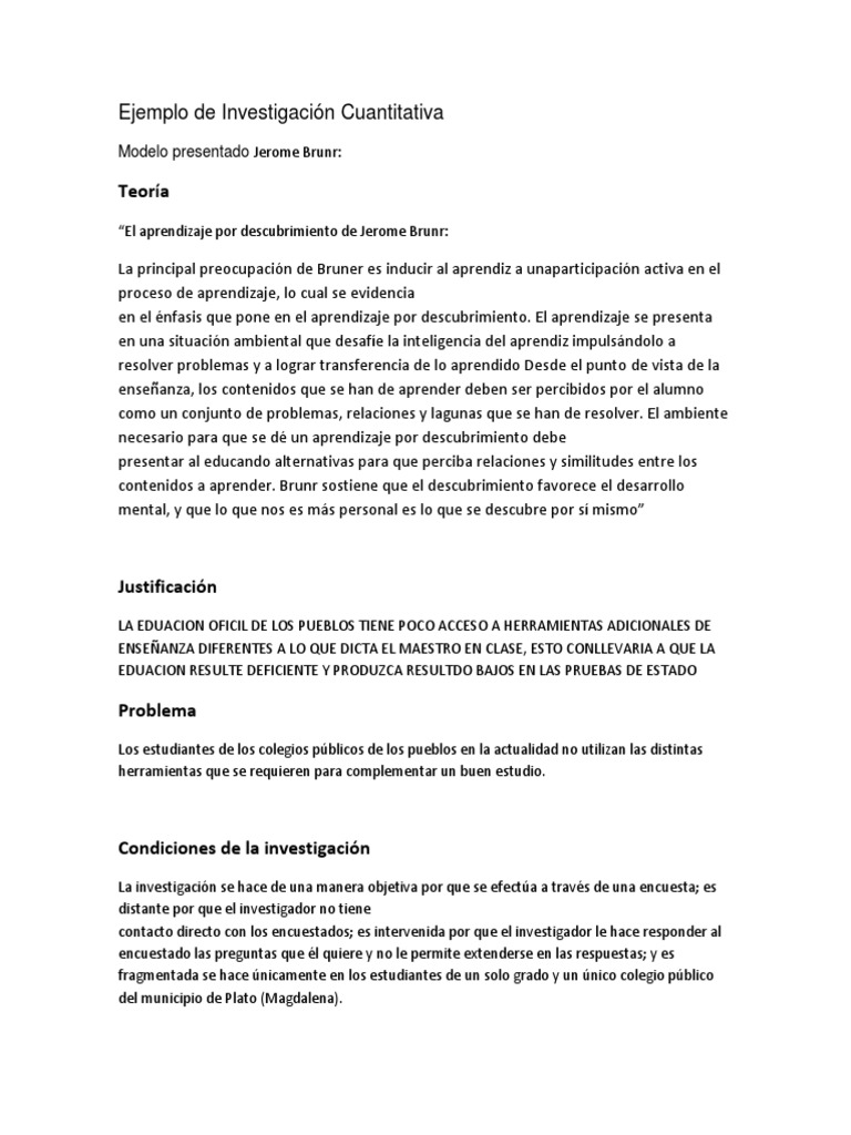 Ejemplo de Investigación Cuantitativa | PDF | Aprendizaje | Sicología
