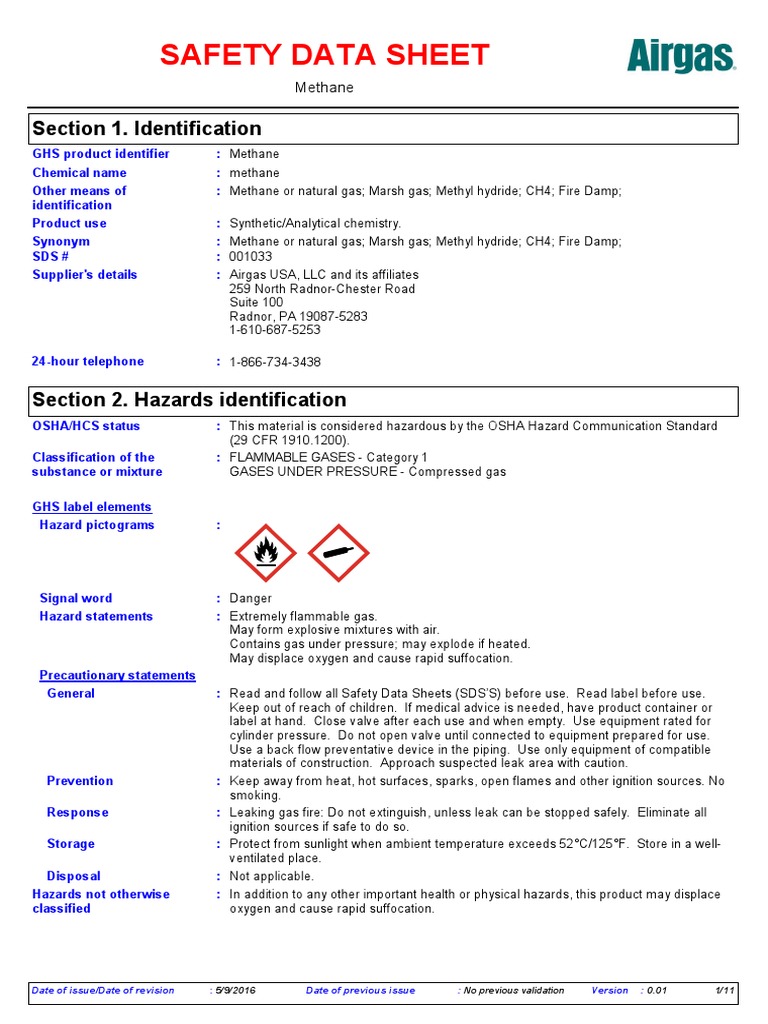 MSDSCH4.pdf Dangerous Goods Personal Protective Equipment