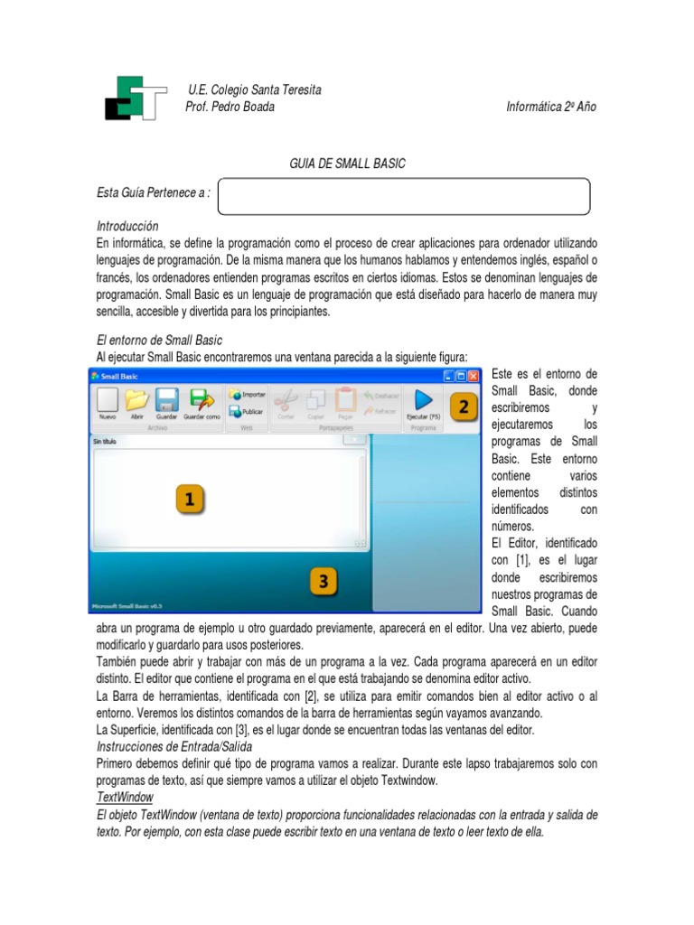 Guía de Small Basic para Principiantes | PDF | Básico | Programa de ...