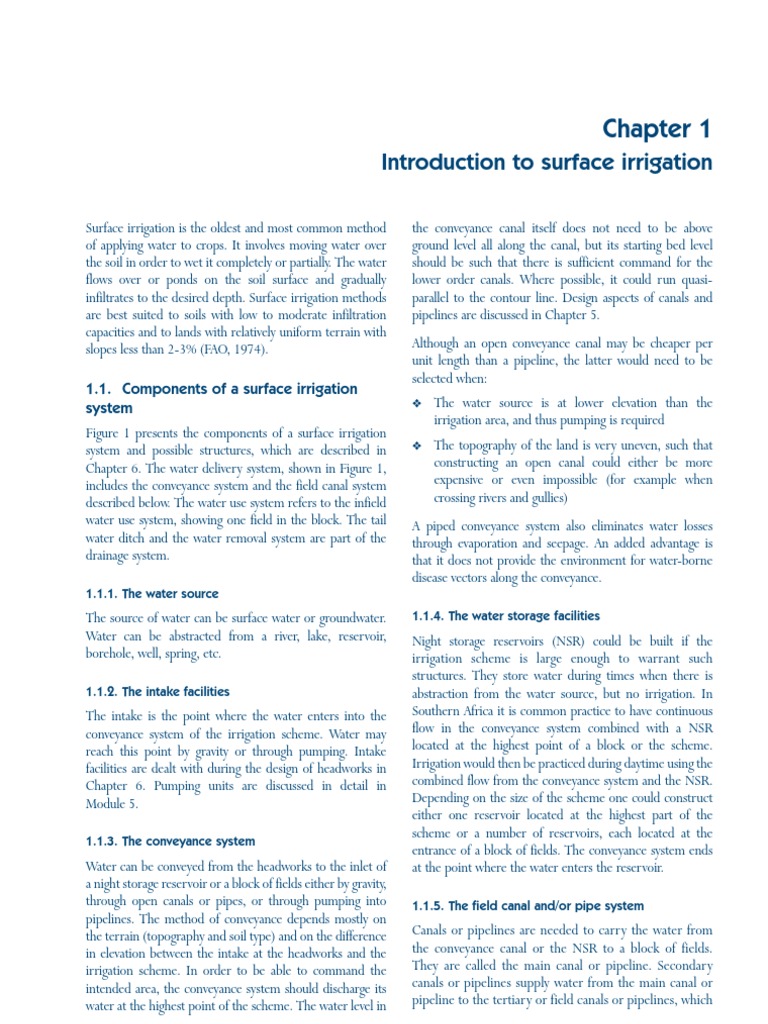 Surface Irrigation System Overview | PDF | Irrigation | Surface Runoff