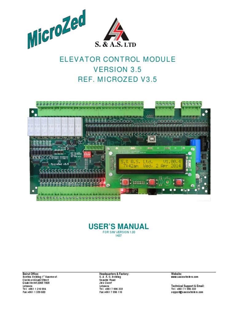 Microzed Elevator Control Module Manual | PDF | Elevator | Switch