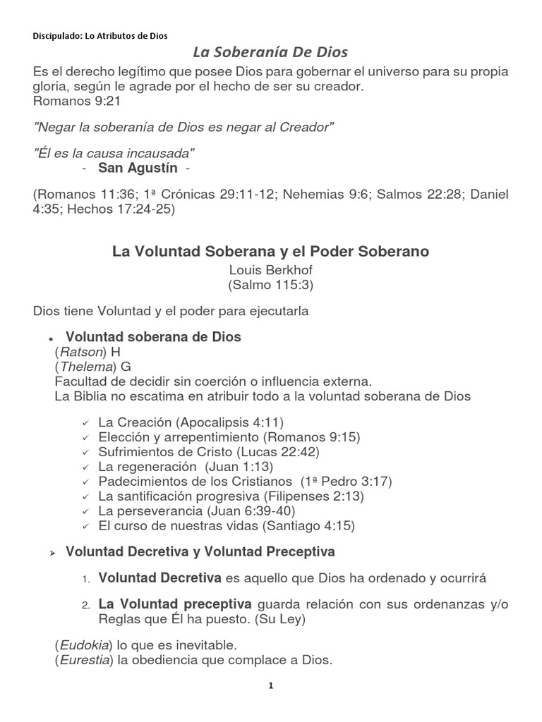 Atributos de Dios La Soberania de Dios | PDF | Libro de trabajo | Dios