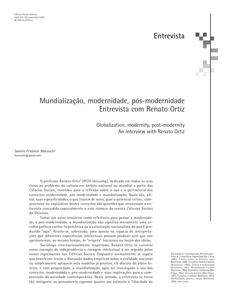 5653 17611 1 SM PDF | PDF | Globalização | Modernidade