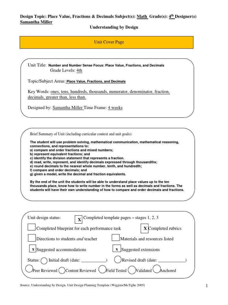 4th Grade Math: Place Value, Fractions & Decimals | PDF | Decimal ...