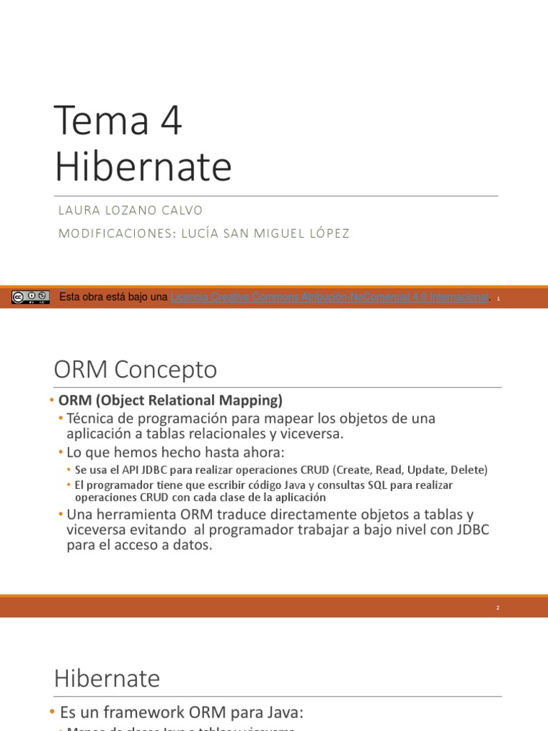 Tema4 Hibernate | PDF | Mapeo Relacional de Objetos | SQL