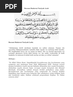 Bacaan Shalawat Nariyah Arab