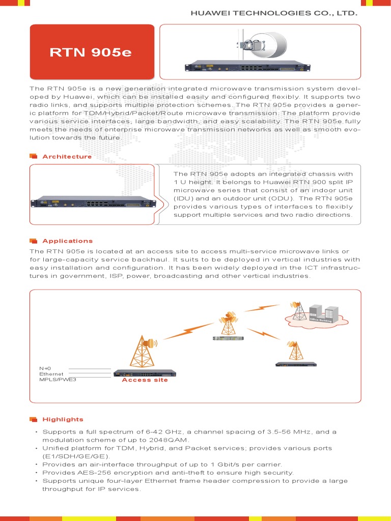 Huawei RTN 905e Microwave System Guide | PDF | Ethernet ...