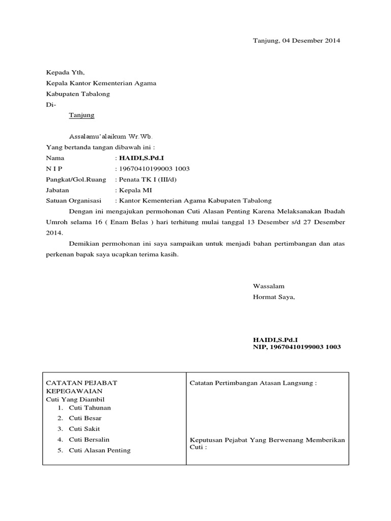 Surat Ijin Umroh