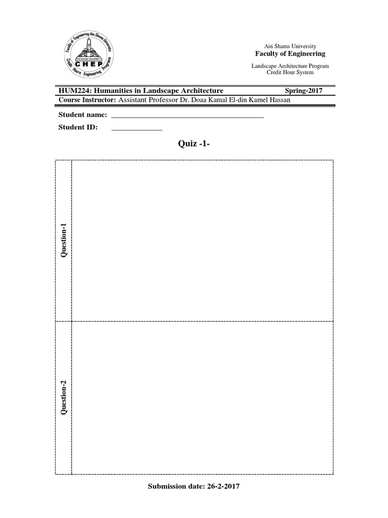 HUM224 Humanities in Landscape Architecture Quiz 1 PDF