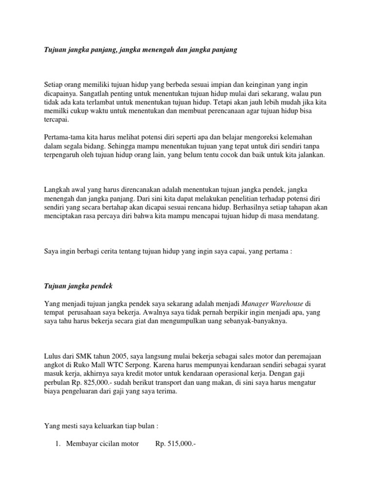 Tujuan Jangka Panjang Pdf