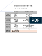 Susunan Kelas Sepanjang Minggu Upsr