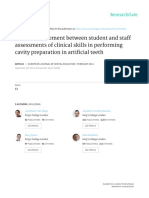 Levels of Agreement Between Student and Staff Assessments of Clinical Skills in Performing Cavity Preparation in Artificial Teeth