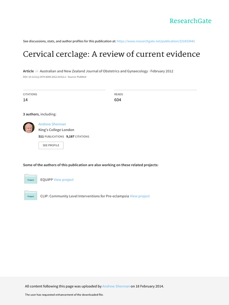 Cervical Cerclage A Review of Current Evidence | PDF | Preterm Birth ...