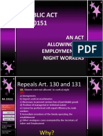 Republic Act NO. 10151: An Act Allowing The Employment of Night Workers